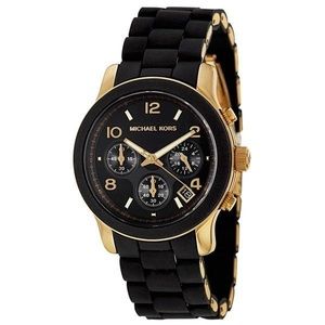 Black and gold michael kors watch